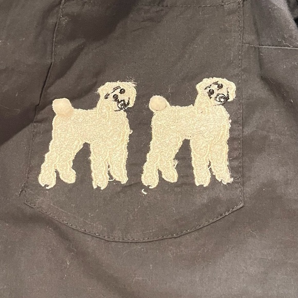 Maeve Black Button Down Shirt Top w/Dog Pet Appliqué, Size XXS NWT - Picture 6 of 8